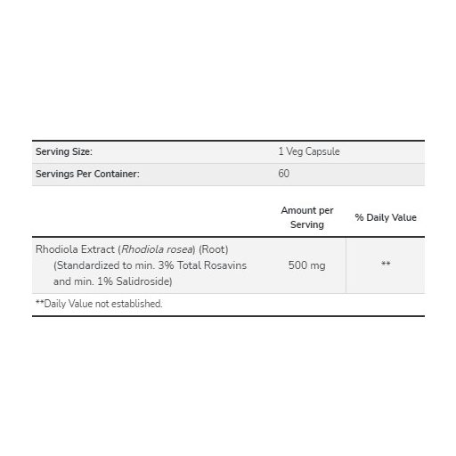 NOW Rhodiola 500 mg - 60 db Veg kapszula Aranygyökér
