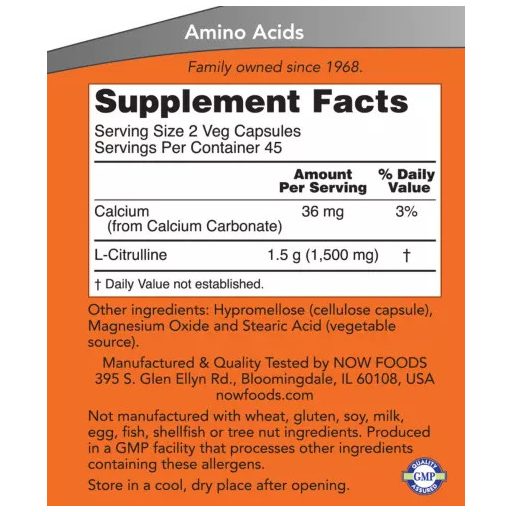 Now Foods L-Citrulline 750 mg 90 vega kapszula