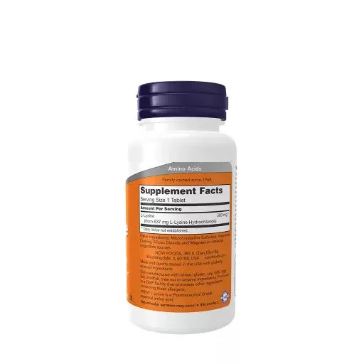 Now Foods L-Lysine 500 mg esszeciális aminosav 100 db tabletta