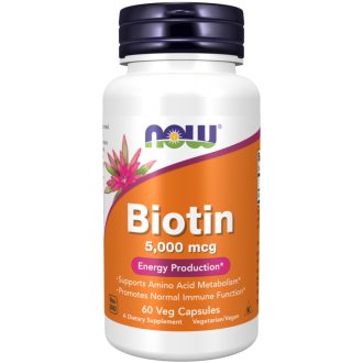 NOW Biotin 5000 mcg - 60 Veg Capsules