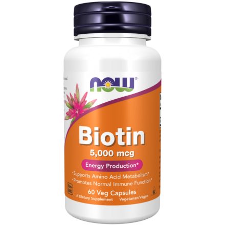 NOW Biotin 5000 mcg - 60 Veg Capsules