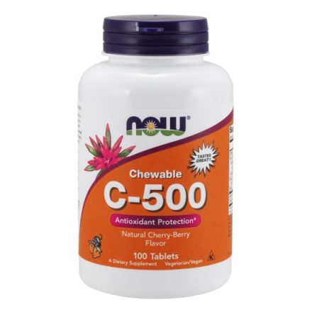 NOW C-vitamin 500mg Erdei gyümölcs C 500mg rágó Cherry berry Chewable C500