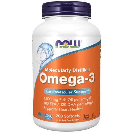 NOW Omega-3 Halolaj 200 Lágykapszula (Molecularly Distilled) 