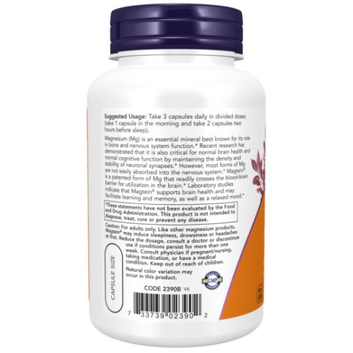 NOW Foods Magtein Magnesium L-Threanate 90 vegán kapszula 