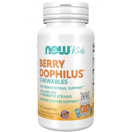 Berry Dophilus gyerek probiotikum 60 rágótabletta erdei gyümölcs NOW