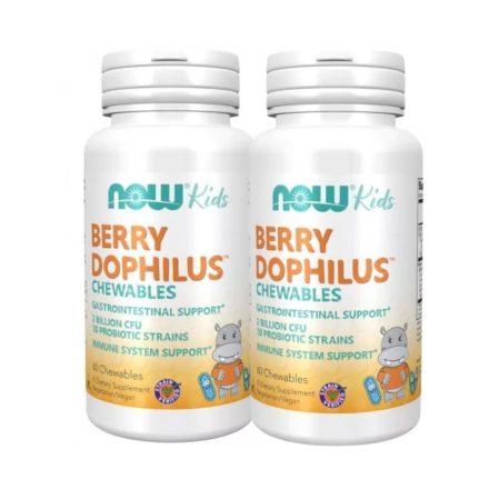 NOW Foods Berry Dophilus gyerek probiotikum 60 rágótabletta erdei gyümölcs DUO pack