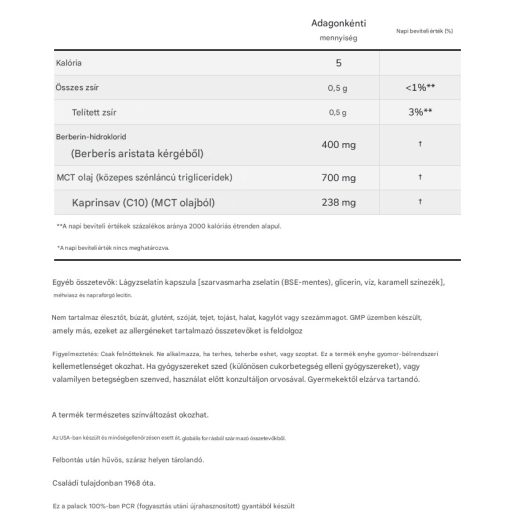 Now Foods Berberine Glucose Support 60 lágyzselatin kapszula